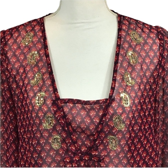 TravelSmith M Sheer tunic with sequined paisleys - Picture 3 of 8